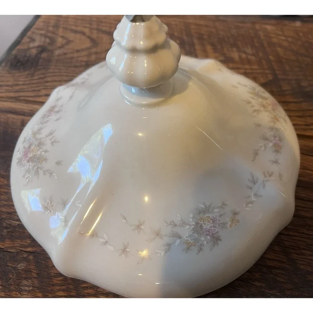 Vintage Johann Haviland Floral Splendor 8.5” Platinum Trim Covered Dish Bavaria